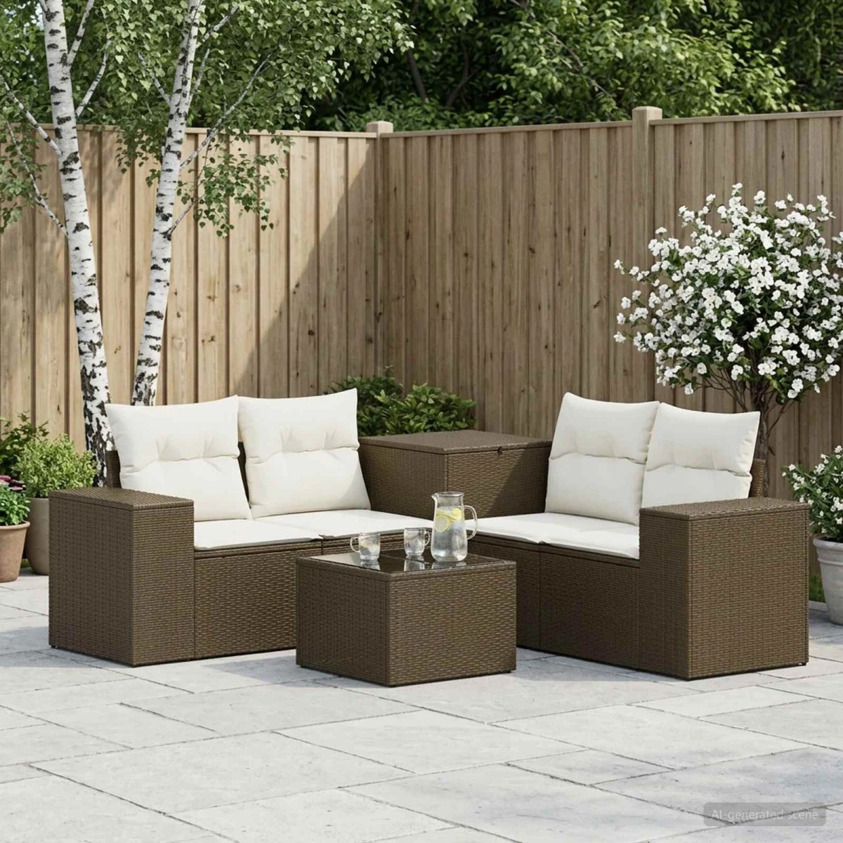 vidaXL Sofa Sæt 6 dele, Brun/Cremehvid, 55x55x37 cm