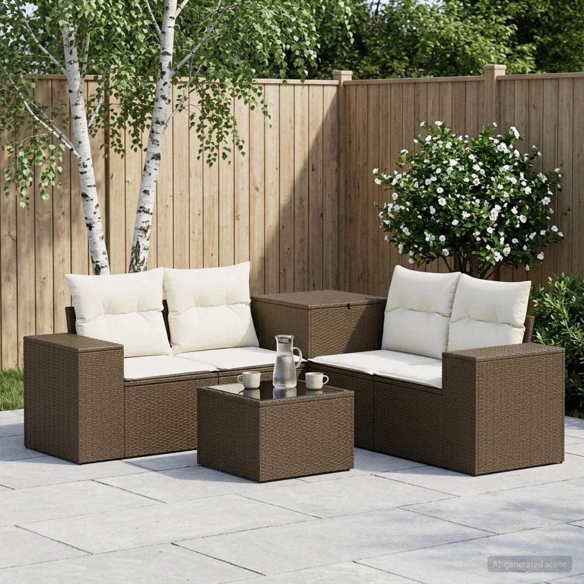 vidaXL Sofa Sæt 6 stk. Brun/Cremehvid 55x55x37 cm