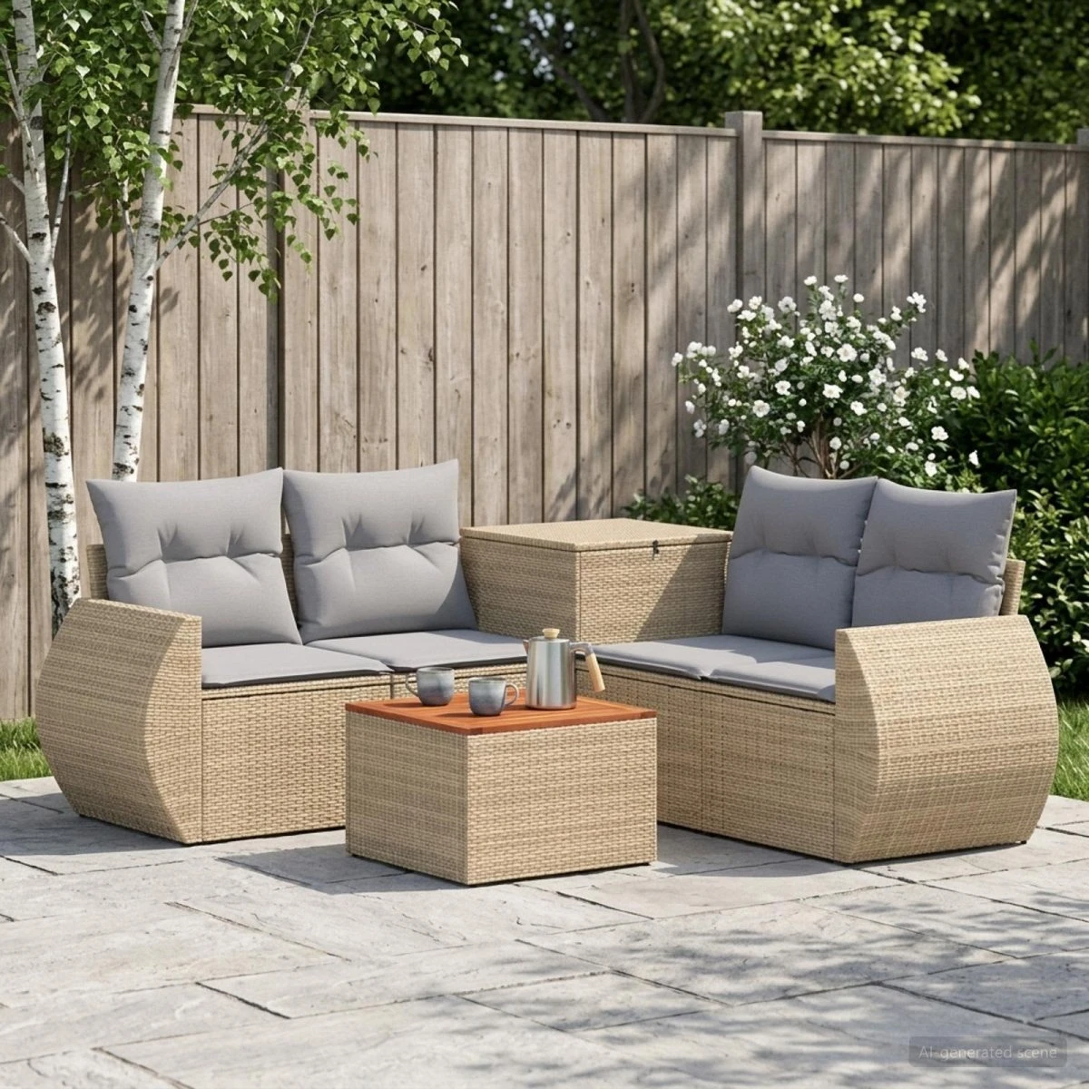 vidaXL Sofa Sæt 6 stk. Beige/Grå 55x55x37 cm
