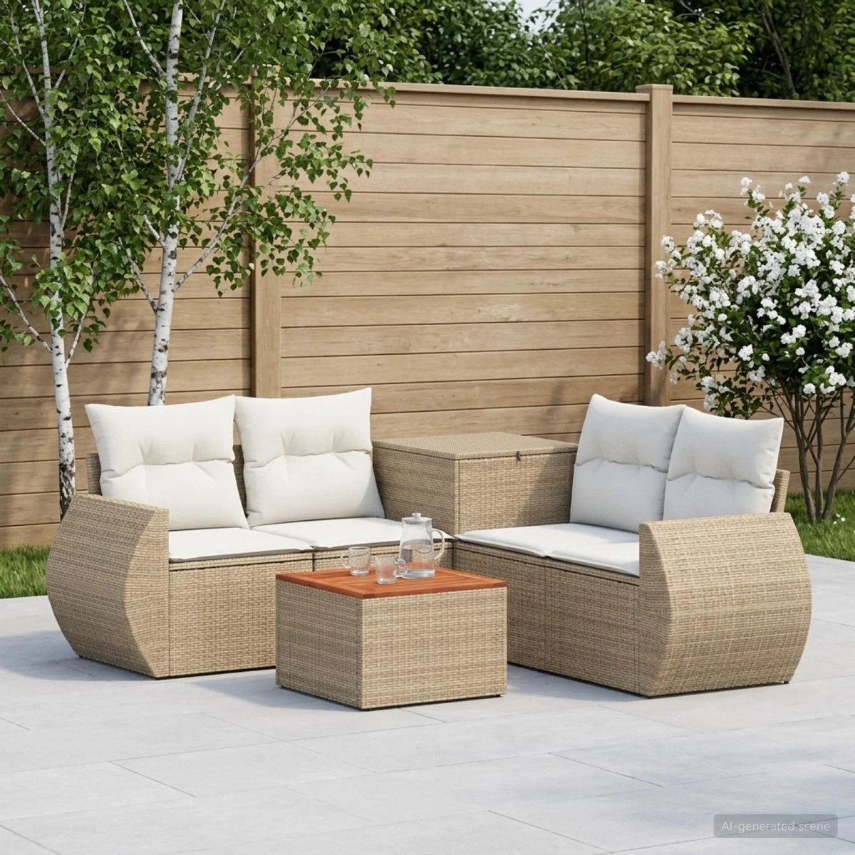 vidaXL Sofa Sæt 6 stk. Beige og cremehvid 55 x 55 x 37 cm