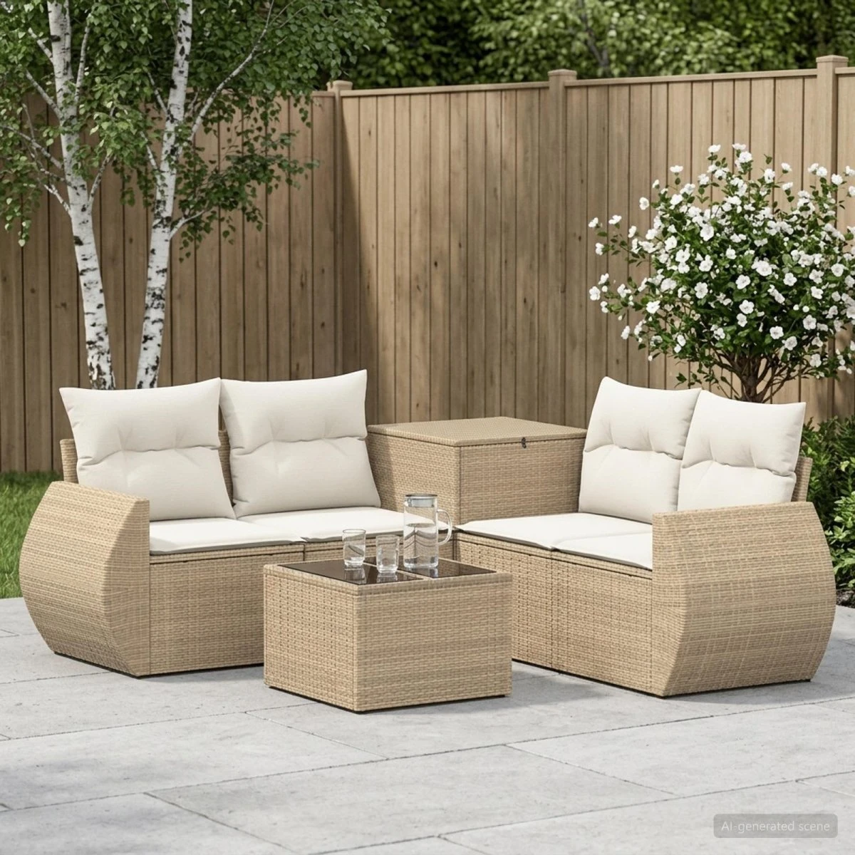 vidaXL Sofa Sæt 6 stk. Beige/Cremehvid 55x55x37 cm