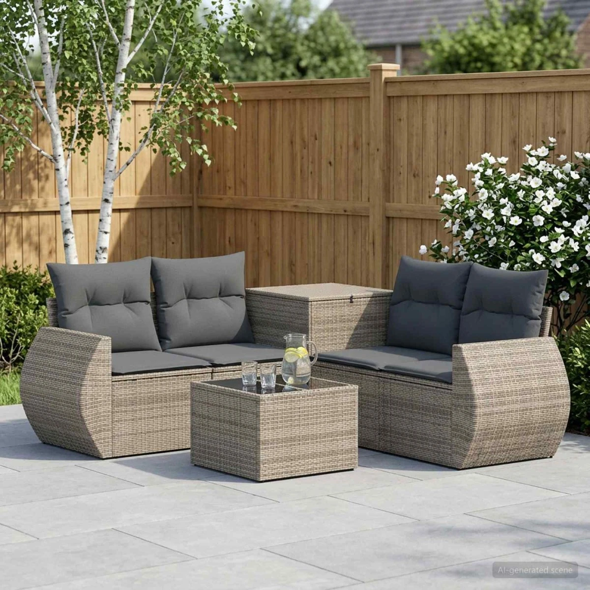 vidaXL Havesofasæt 6 stk. i polyrattan, grå/mørkegrå