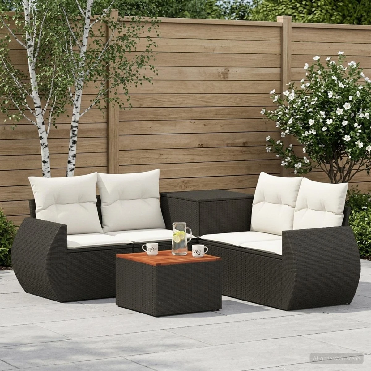 vidaXL Sofa Sæt 6 stk. Sort og Cremehvid 55 x 55 x 37 cm