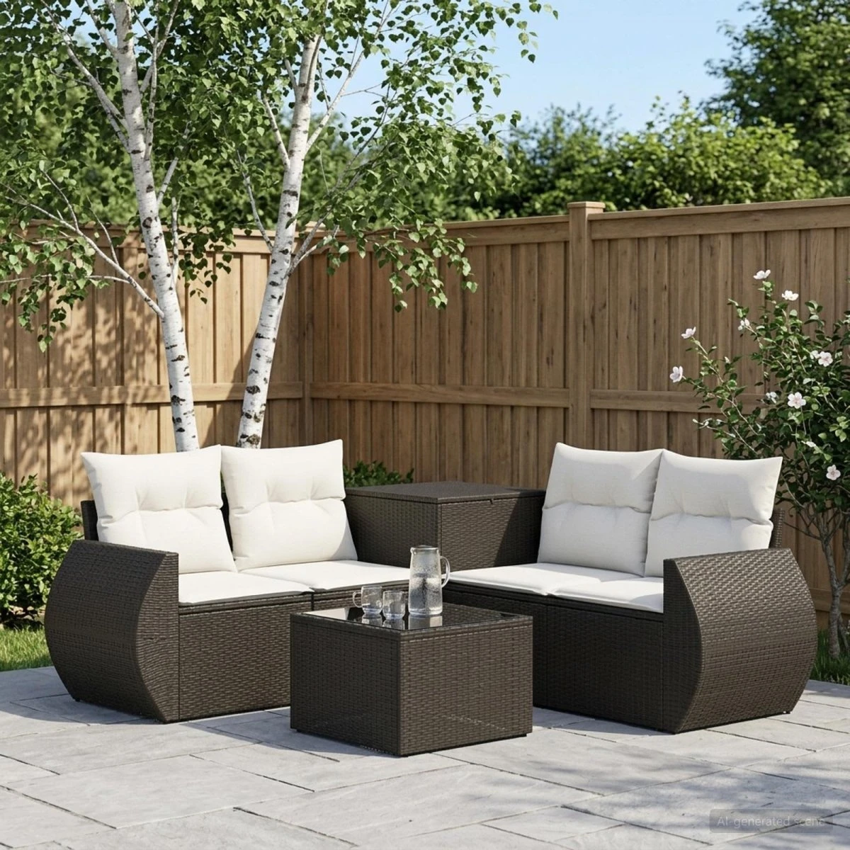 vidaXL Sofa Sæt 6 stk. Sort og Cremehvid 55 x 55 x 37 cm