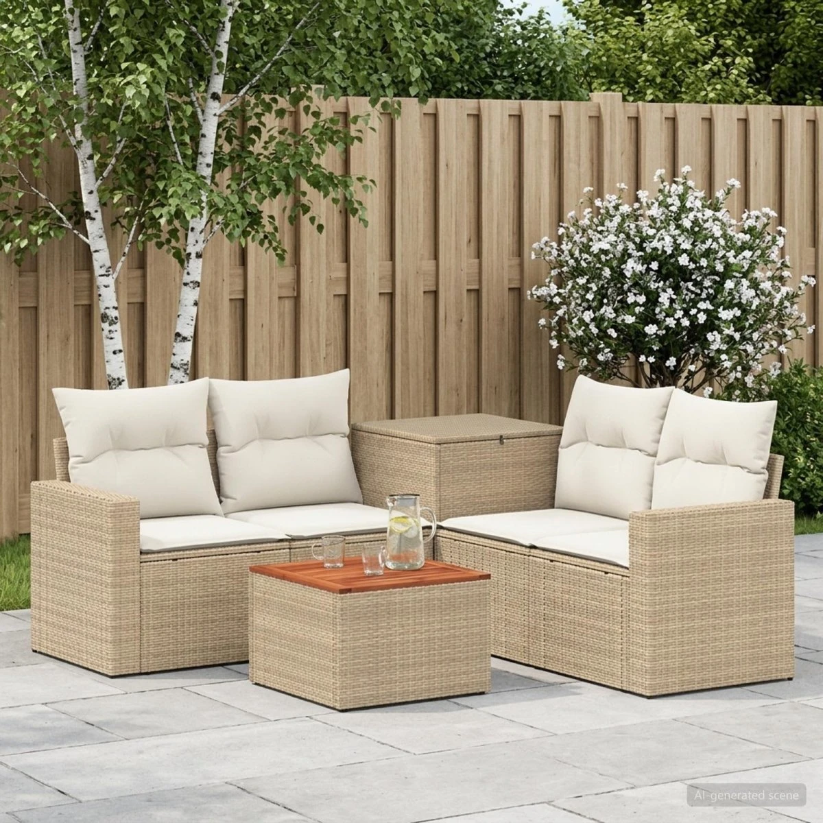 vidaXL Sofa Sæt 6 stk. Beige/Cremehvid 55x55x37 cm