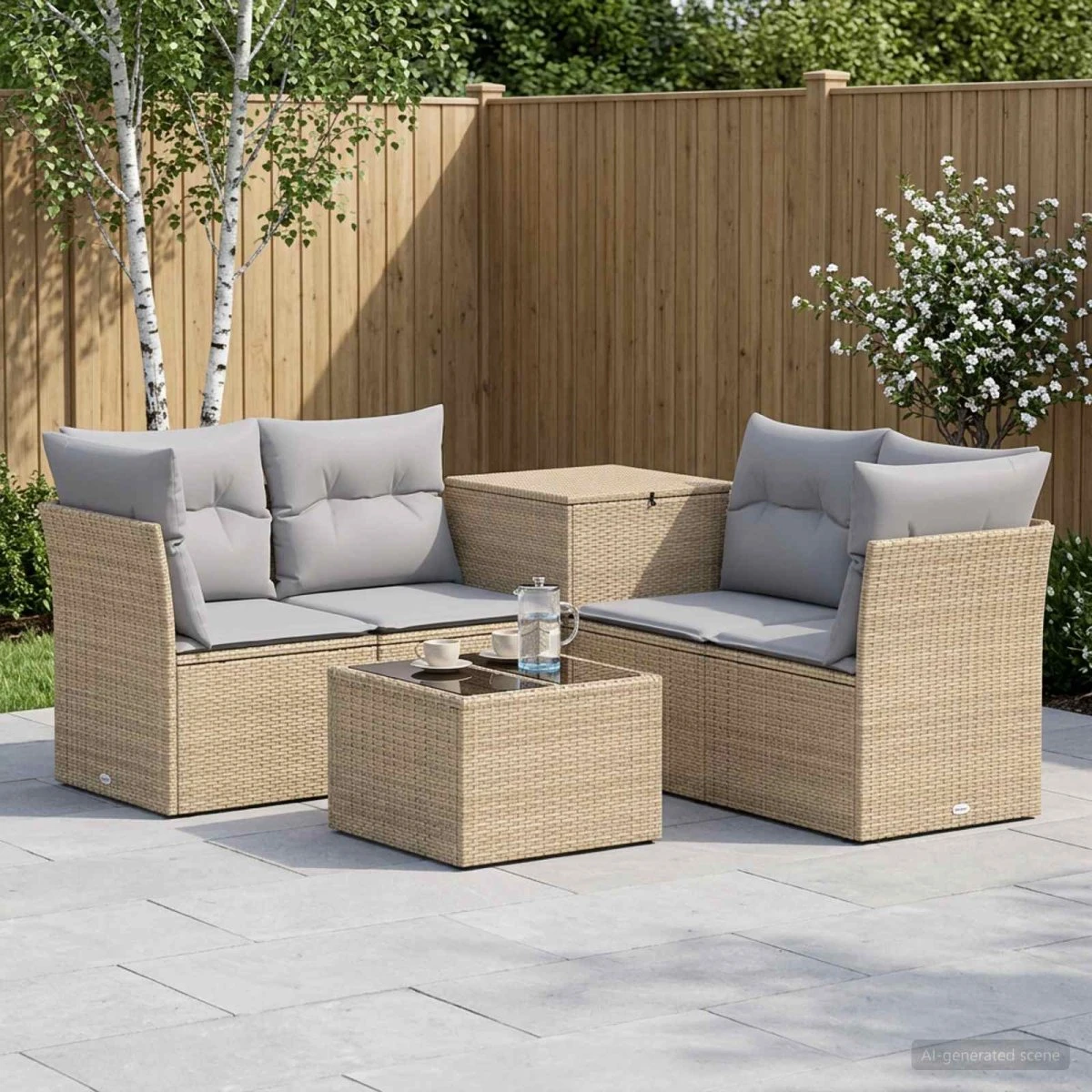 vidaXL Sofa Sæt 6 stk. Beige/Grå 55x55x37 cm