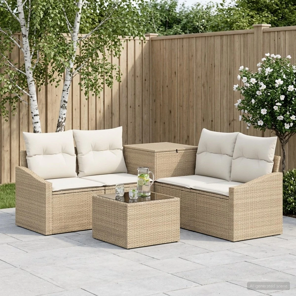 vidaXL Sofa Sæt 6 stk. Beige/Cremehvid - Modulært Havesæt
