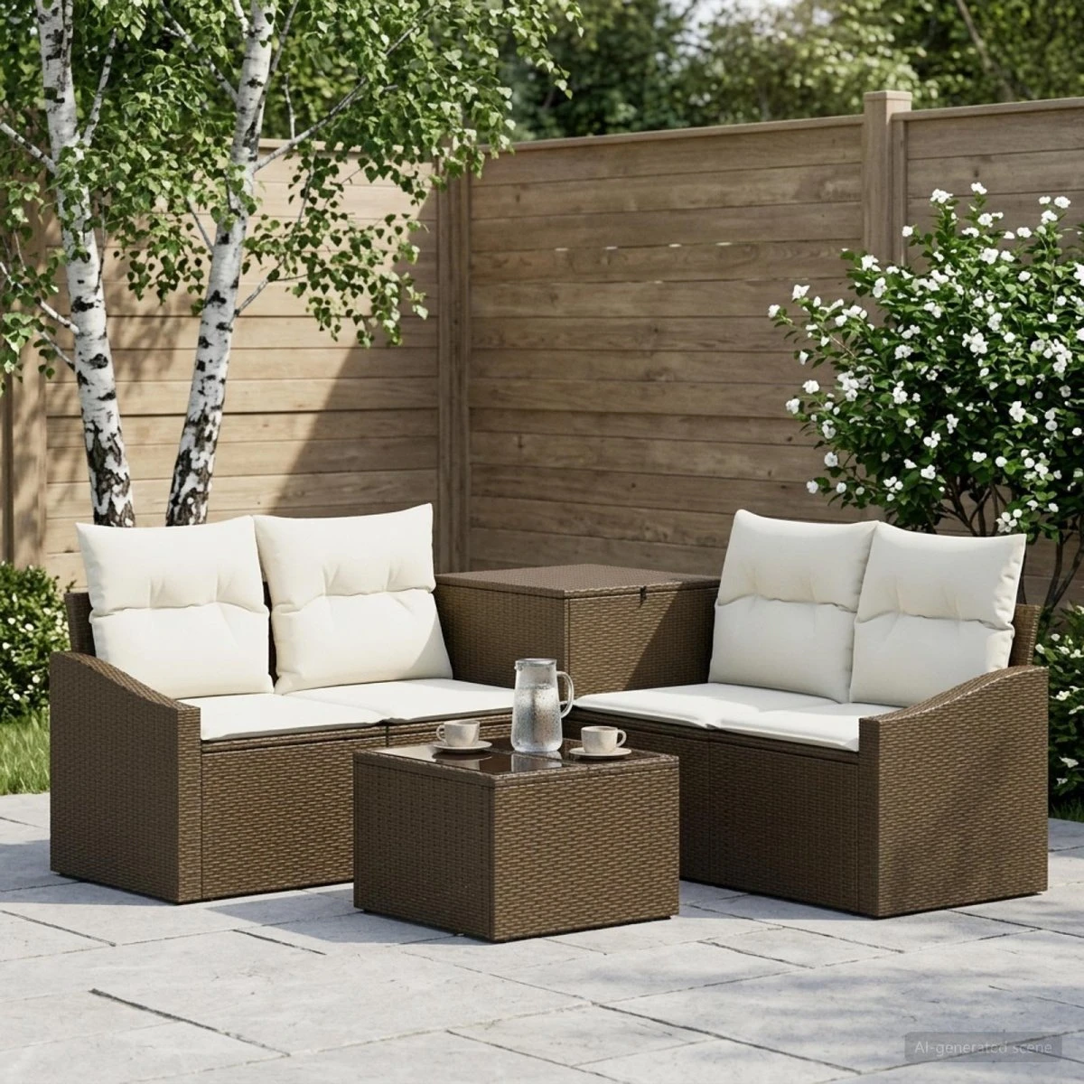 vidaXL Sofa Sæt 6 stk. Brun/Cremehvid 55x55x37 cm
