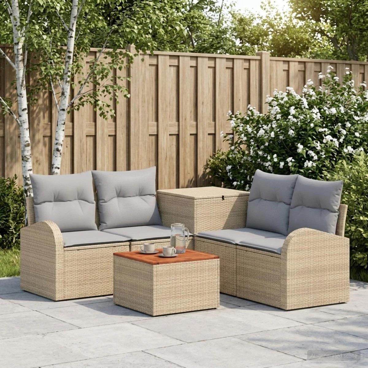 vidaXL Sofa Sæt 6 dele i beige og lys grå med glasbord