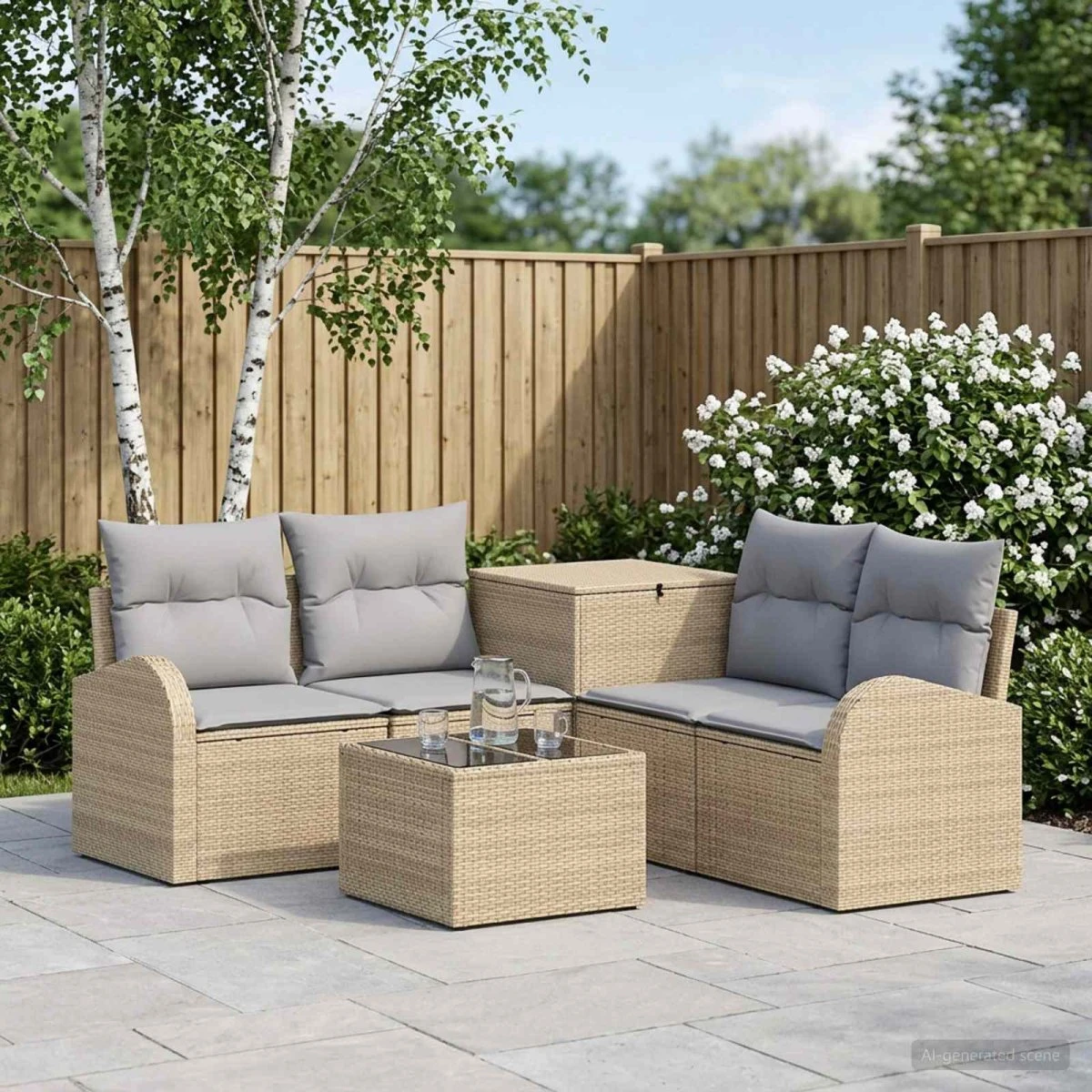 vidaXL Sofa Sæt 6 stk. Beige og lys grå 55 x 55 x 37 cm