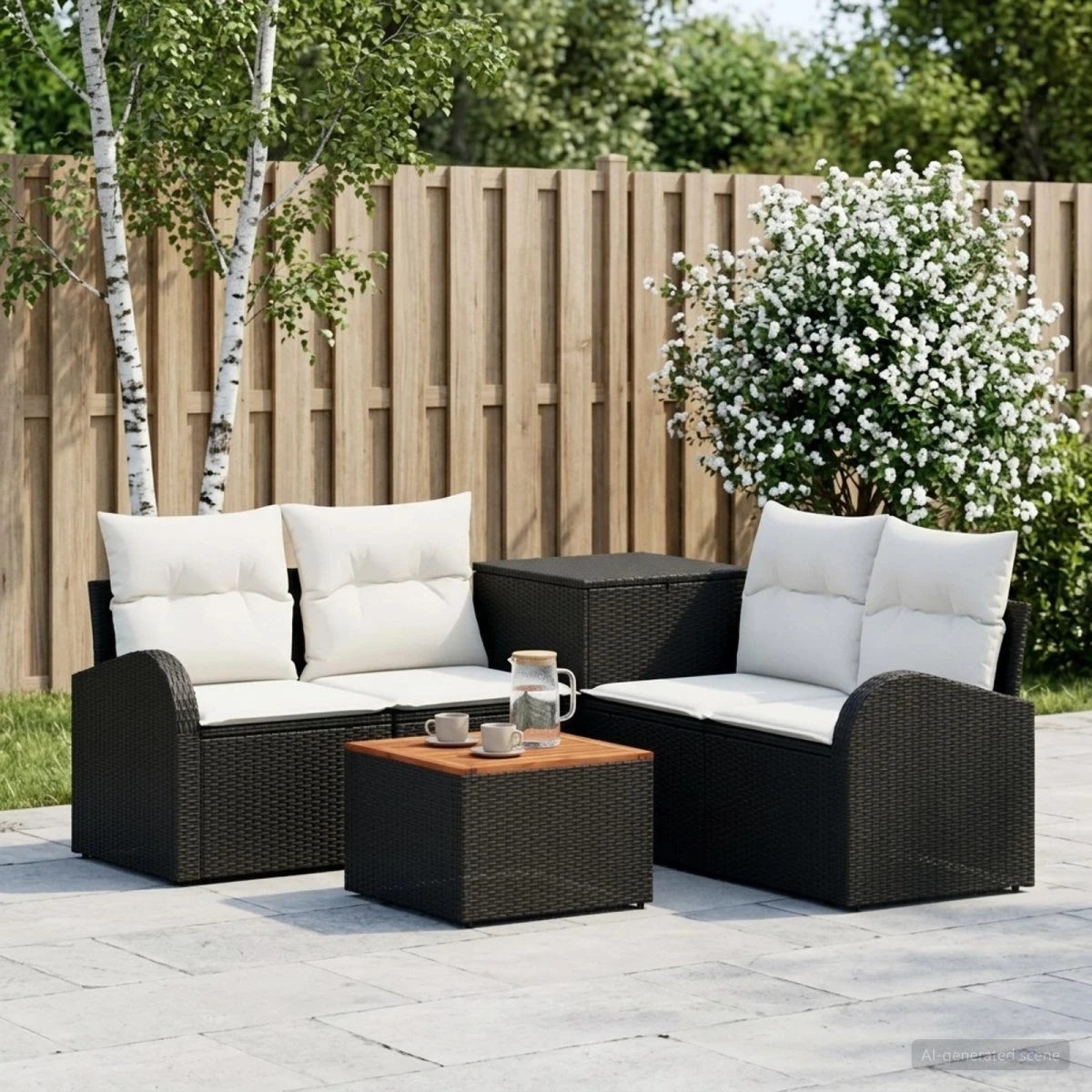 vidaXL Sofa Sæt 6 dele - Sort og Cremehvid