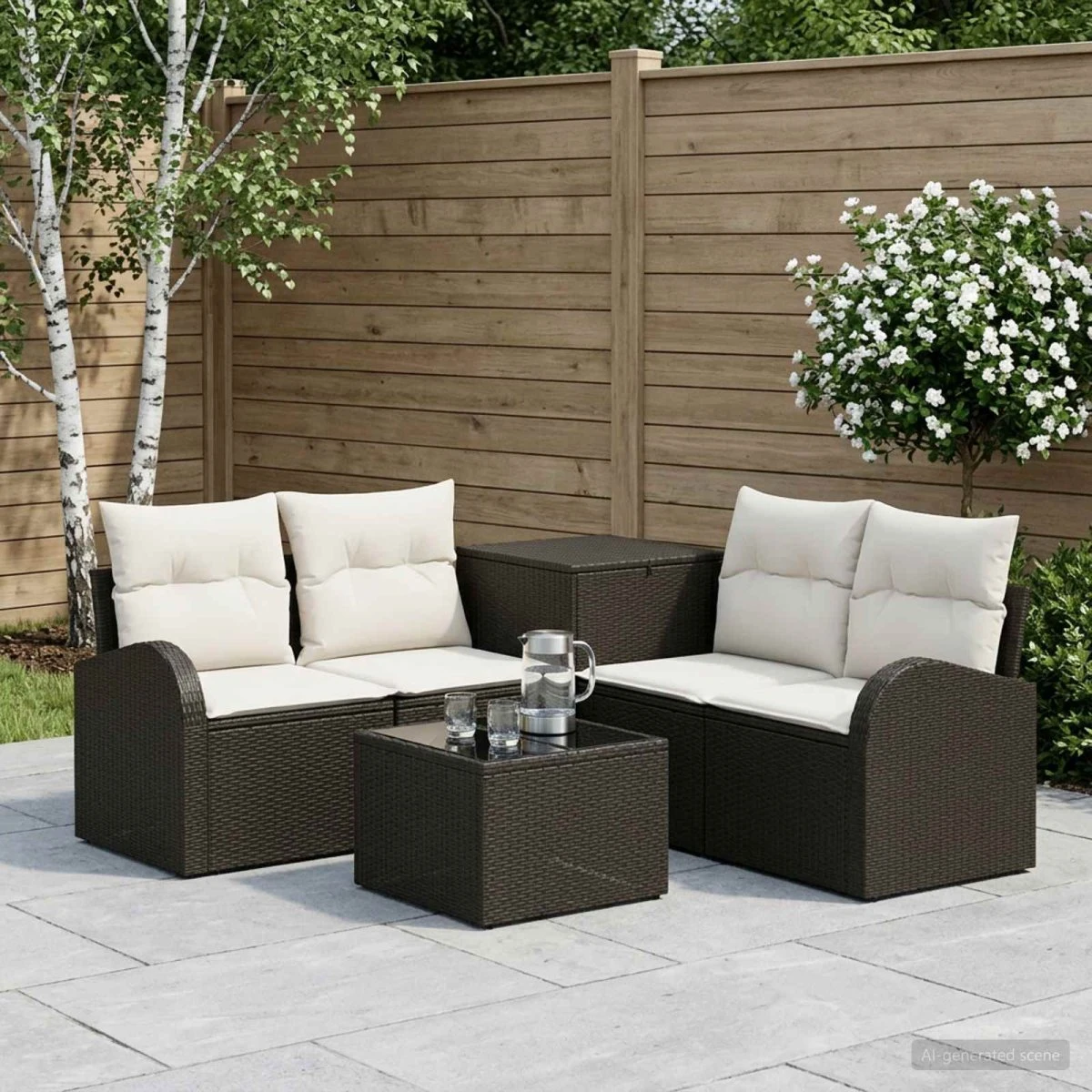 vidaXL Sofa Sæt 6 stk. Sort og Cremehvid 55 x 55 x 37 cm