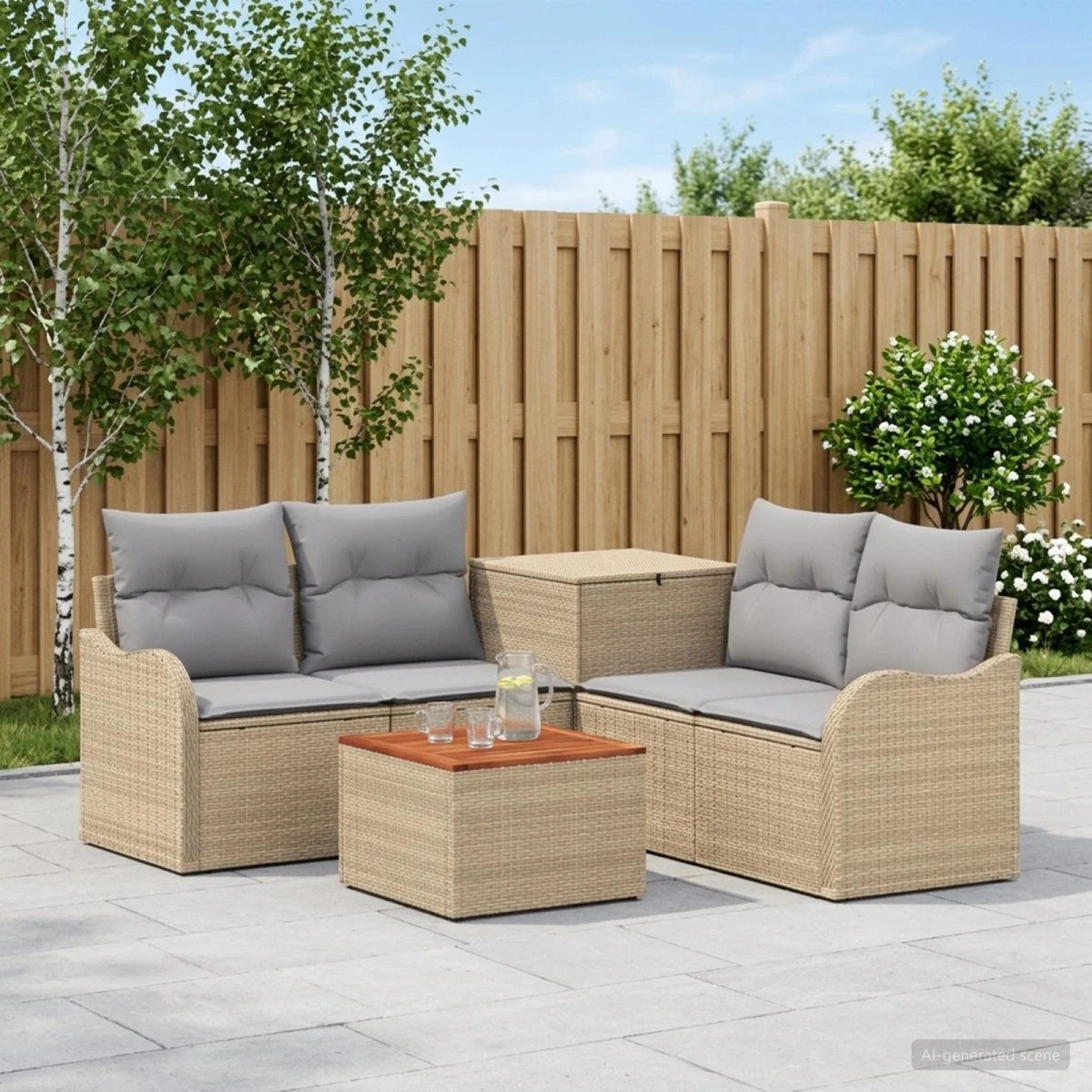 vidaXL Sofa Sæt 6 stk. i beige og lys grå poly rattan