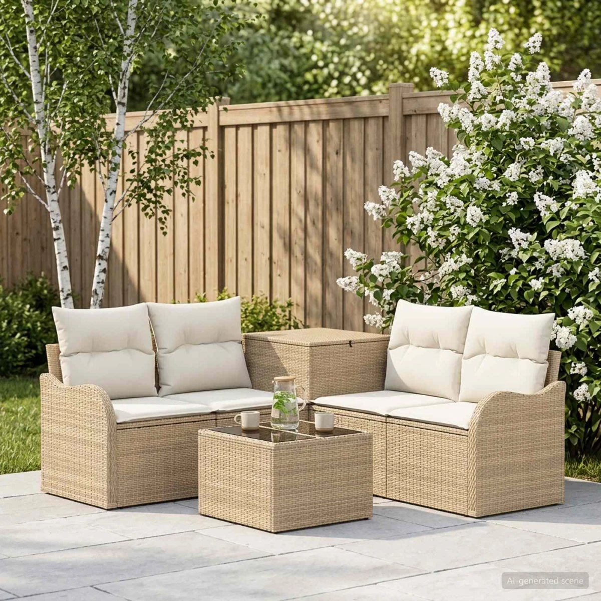vidaXL Sofa Sæt 6 stk. i beige og cremehvid polyrattan