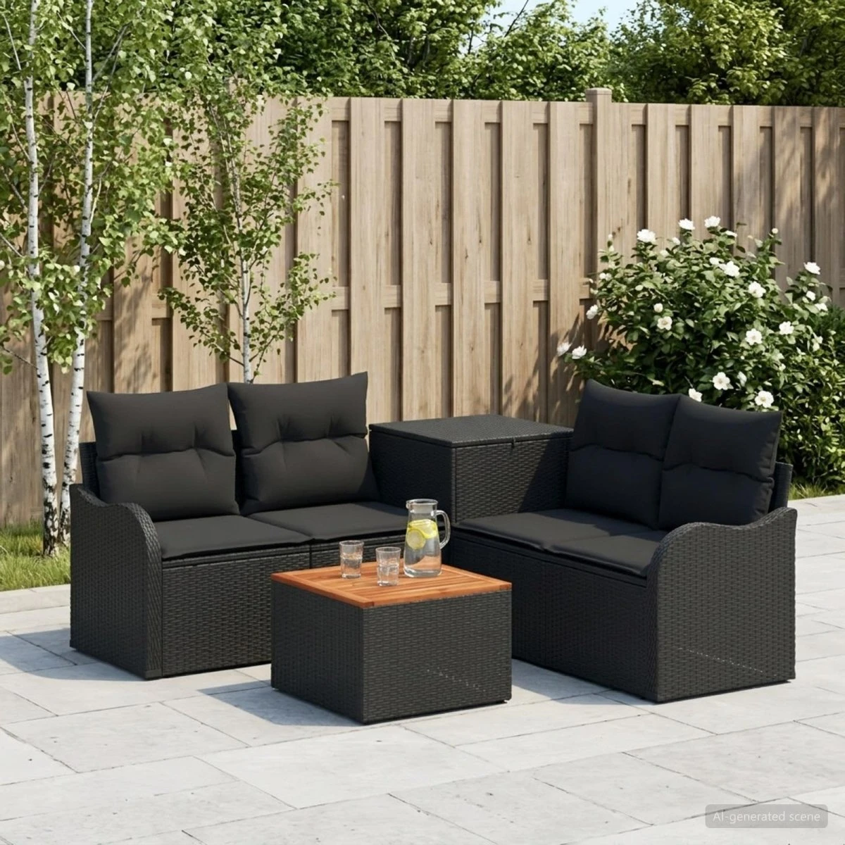 vidaXL Sofa Sæt 6 stk. Sort Poly Rattan og Stål