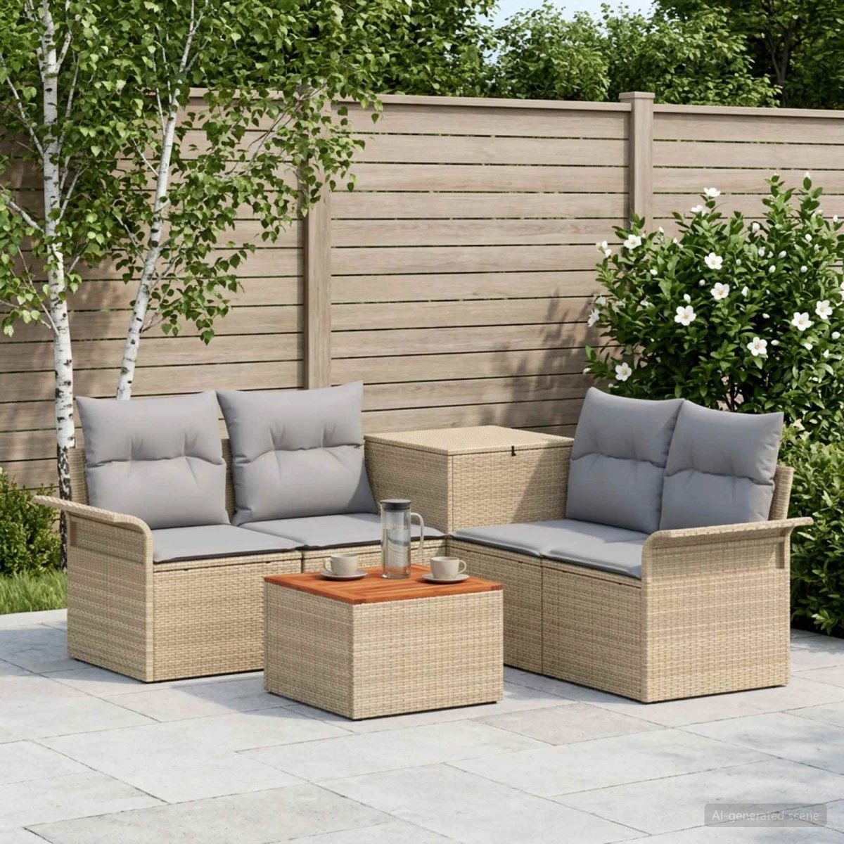 vidaXL Sofa Sæt 6 dele, 4-personers, Beige/Lys Grå