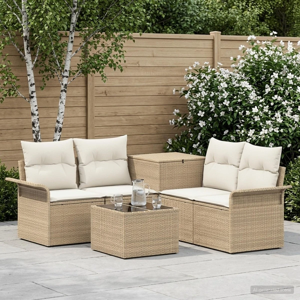 vidaXL Sofa Sæt 6 stk. 4-personers - Beige og cremehvid
