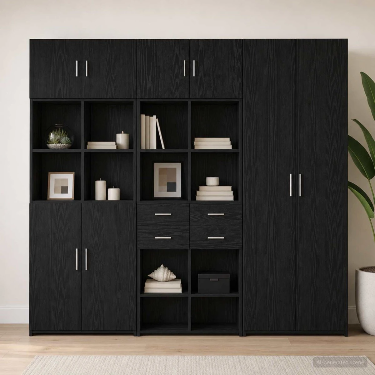 vidaXL Opbevaringsskab Sort Eg 70 x 42,5 x 225 cm