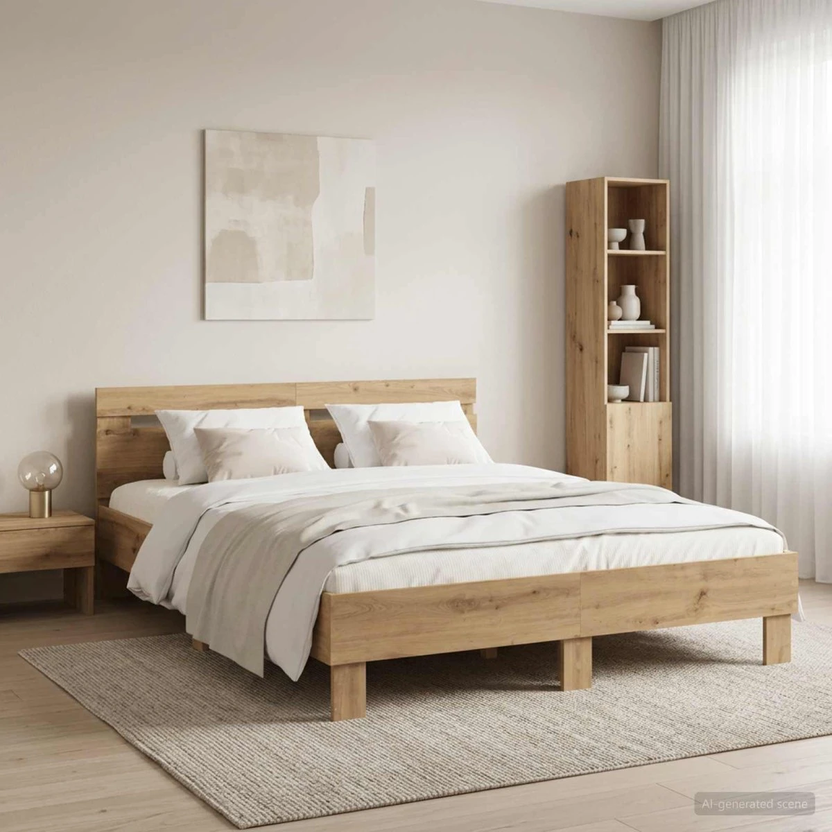 vidaXL Sengestel Artisan-eg 135 x 190 cm