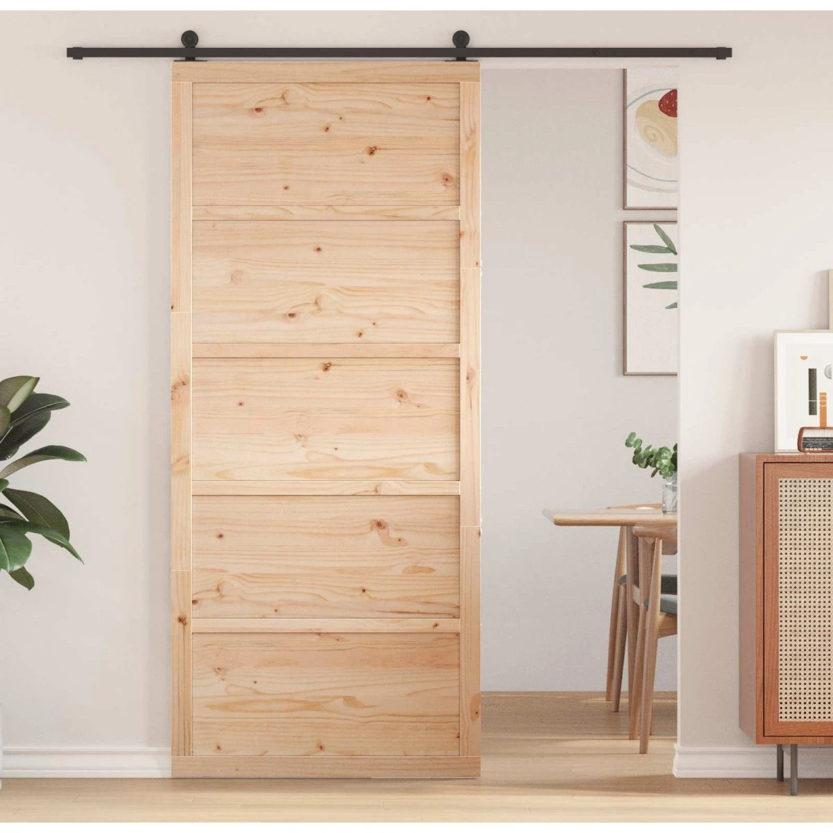 vidaXL Ladedør i massivt fyrretræ, Naturfarvet, 90 x 208 cm