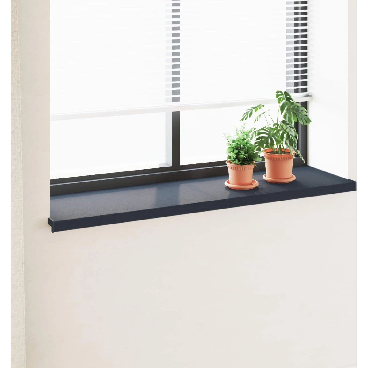 vidaXL Vindueskarm Anthracit med træstruktur 120 x 45 x 4,5 cm PVC