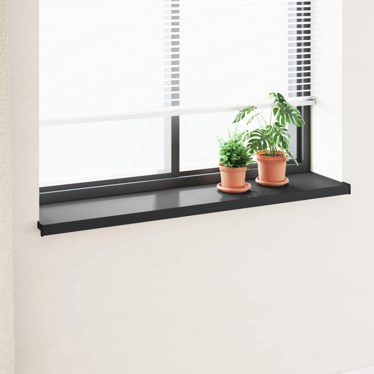 vidaXL Vindueskarm Sort med træstruktur 120 x 35 x 4,5 cm PVC