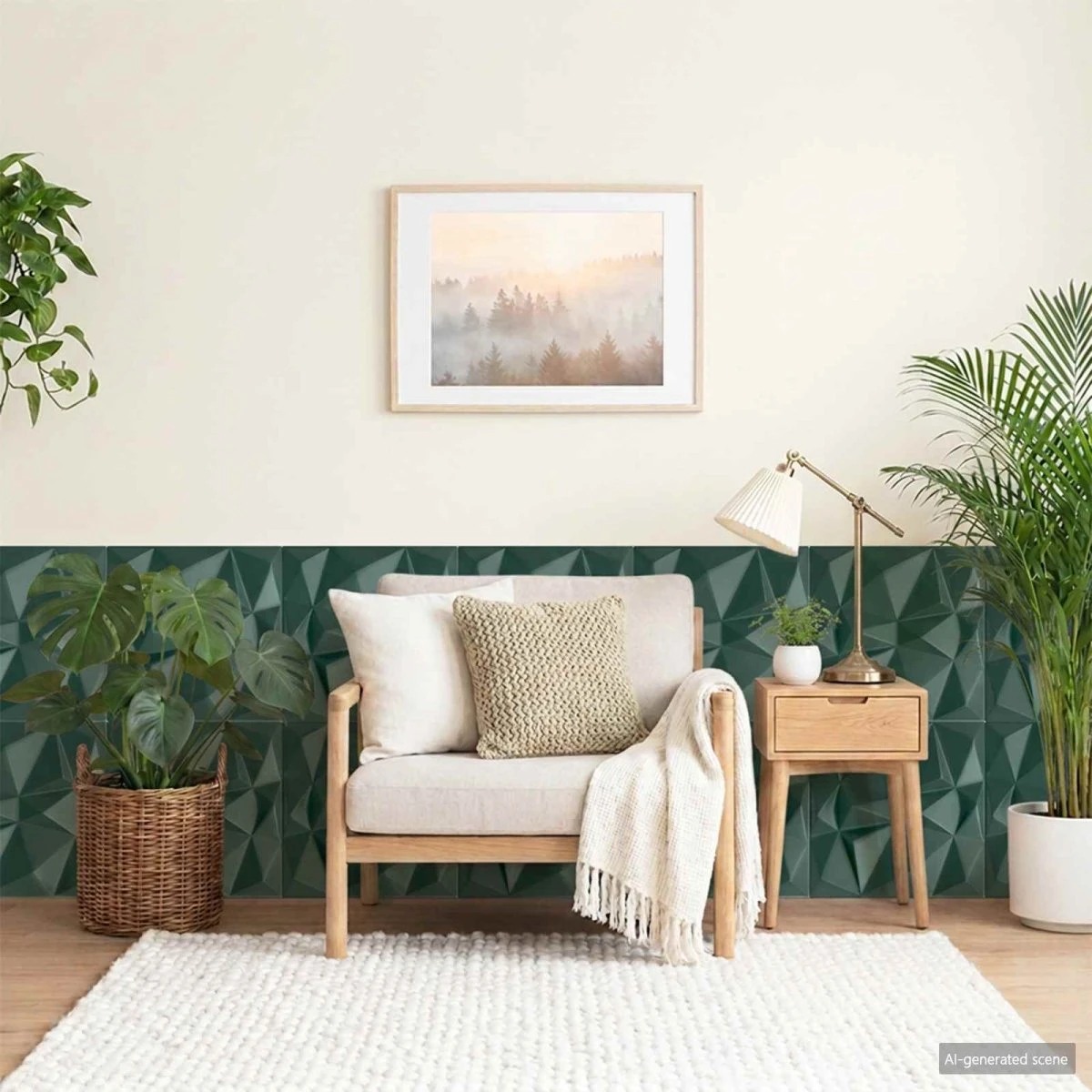 vidaXL Vægpaneler Diamond Grøn 50x50 cm - 12 stk. XPS Skum