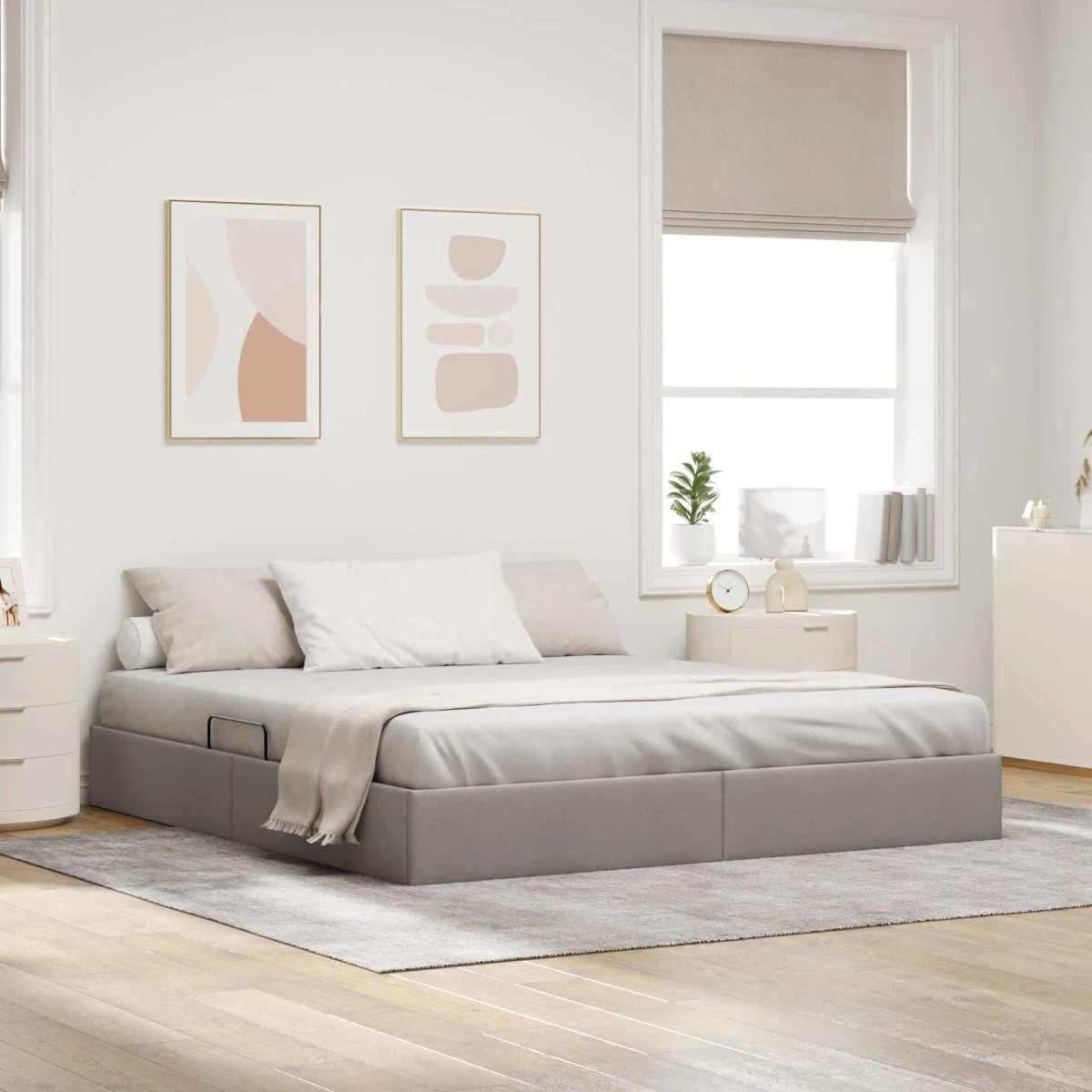 vidaXL Ottoman Sengestel med opbevaring, Gråbrun, 160 x 200 cm