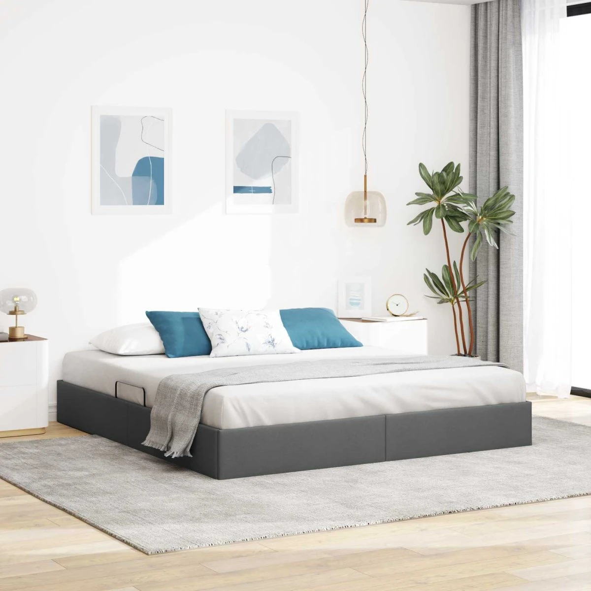 vidaXL Ottoman Sengestel med opbevaring, Mørkegrå, 160x200 cm