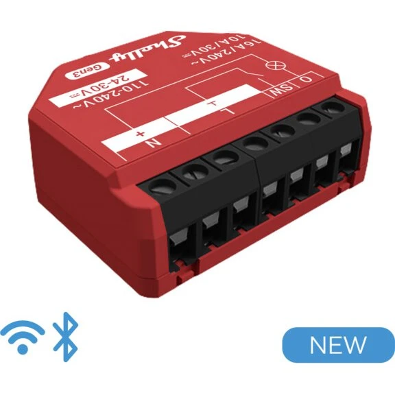 Shelly 1PM Gen3 – WiFi 1-kanals relæ med effektmåling