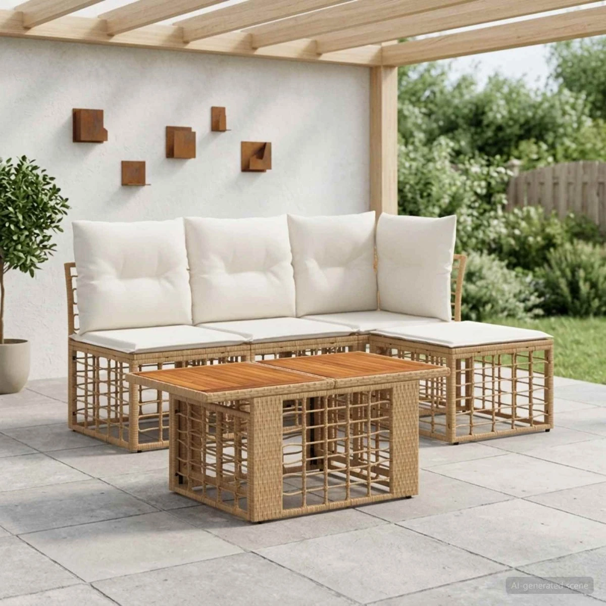 vidaXL Havesofasæt 5 stk. i Polyrattan med Akacietræsbord