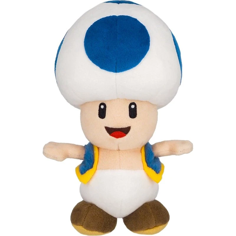 Super Mario Toad Blue plysbamse 20 cm - officielt licenseret