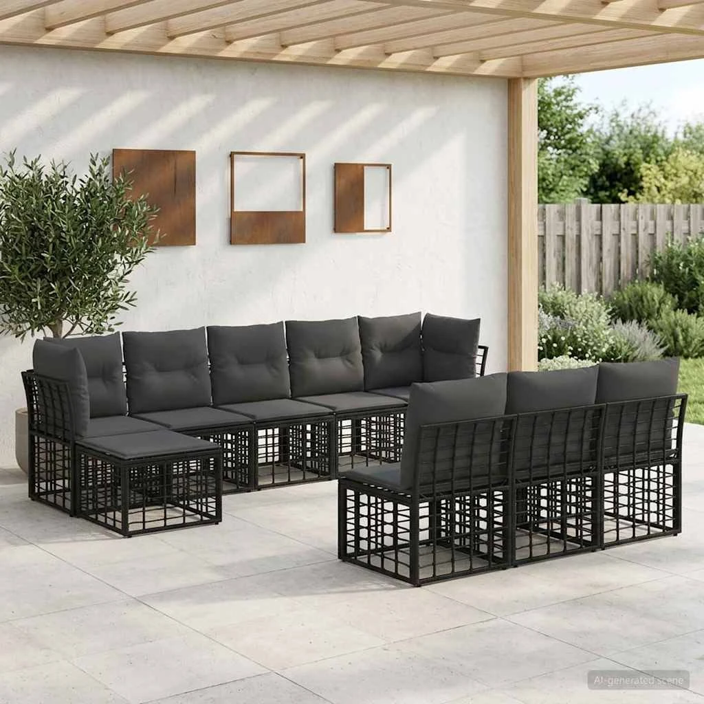 vidaXL Udendørs sofagruppe i polyrattan - Sort og Mørkegrå