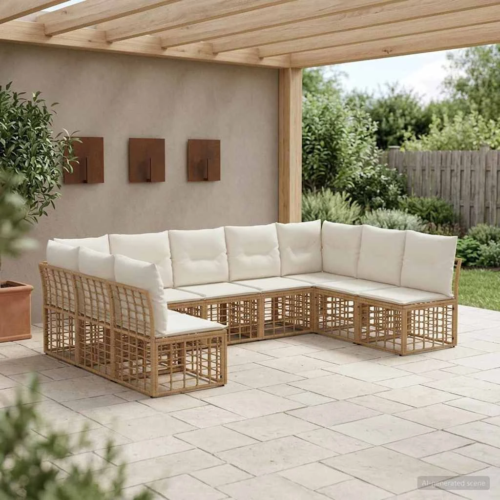 vidaXL Udendørs modulær sofagruppe i naturfarvet poly rattan