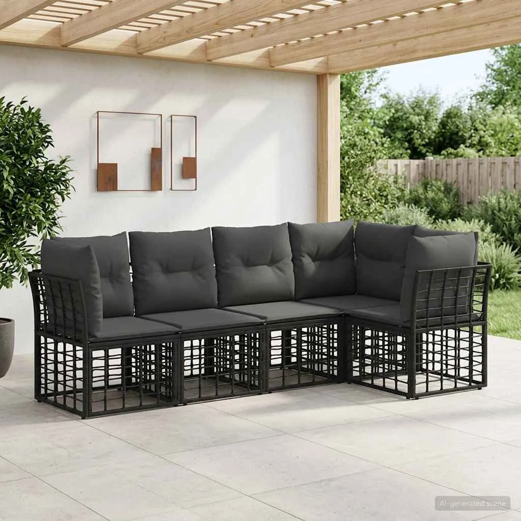 vidaXL Udendørs sofagruppe i sort poly rattan