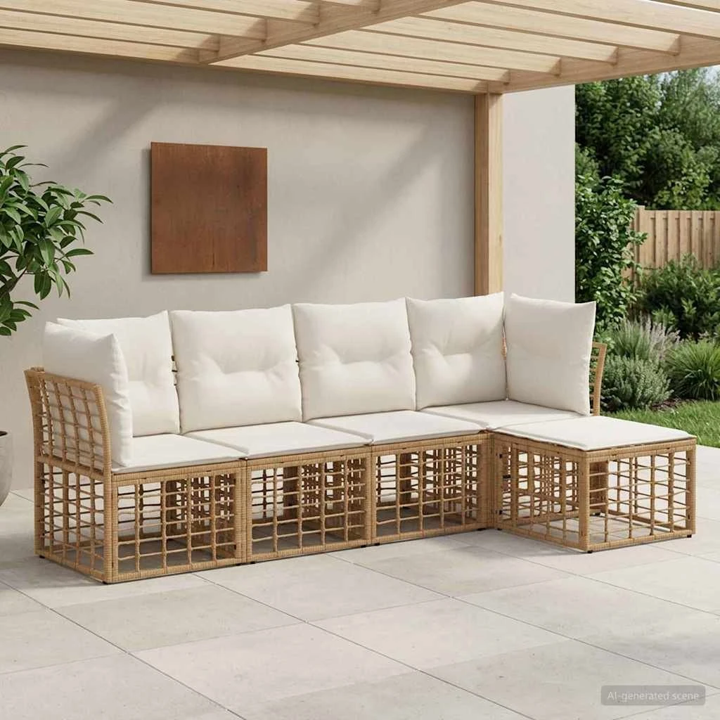 vidaXL Udendørs sofagruppe i polyrattan, naturfarvet