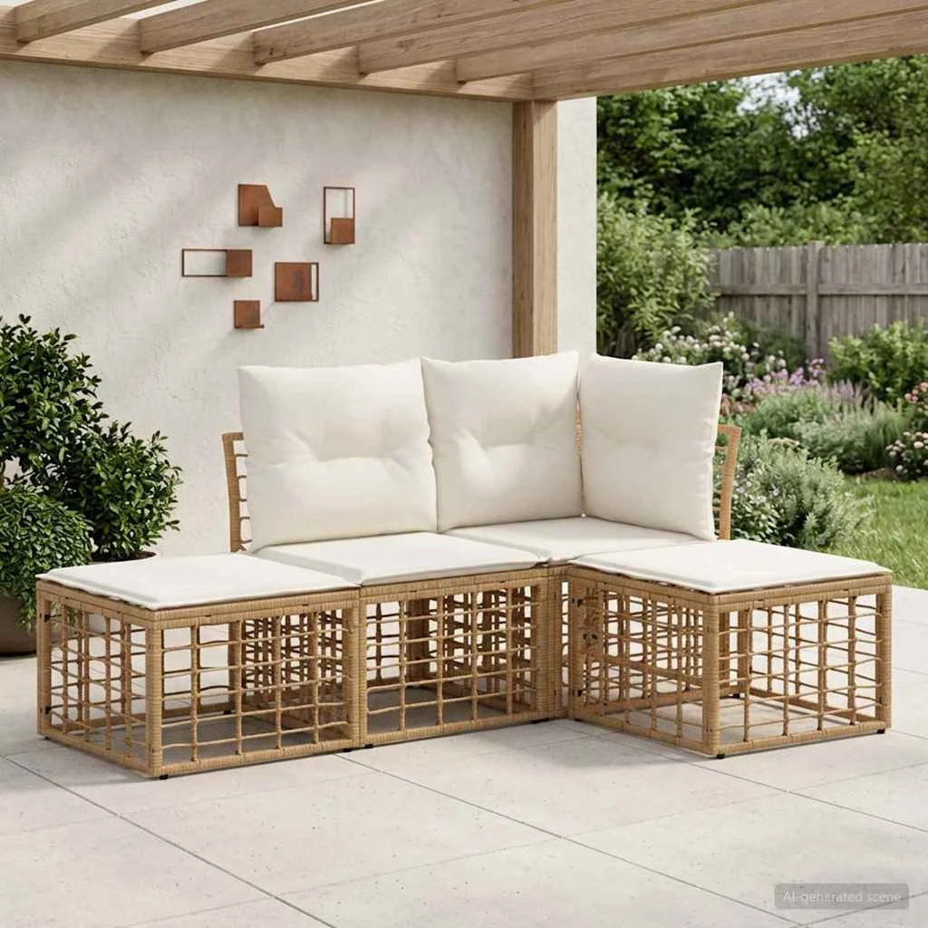vidaXL Udendørs sofagruppe i polyrattan - Naturfarvet
