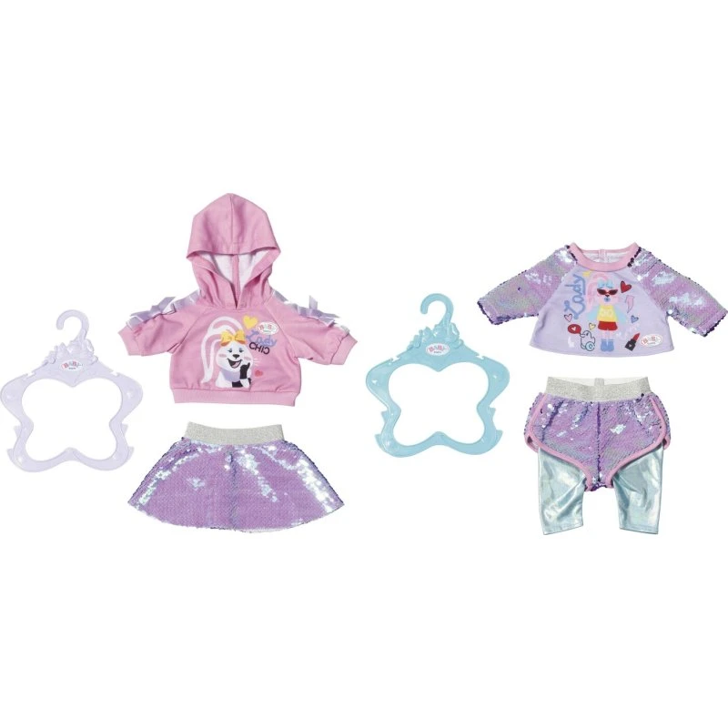 BABY born Modesæt 43 cm – Assorterede Paillet-Outfits