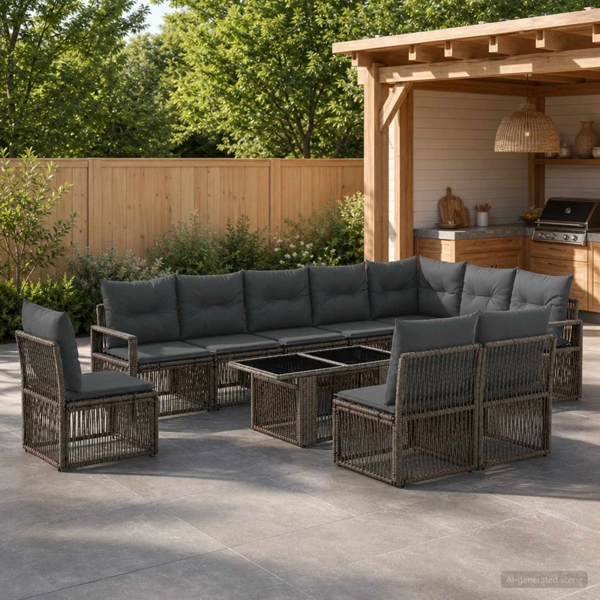 vidaXL Havesofa Sæt 11 stk. Grå/Mørkegrå Polyrattan