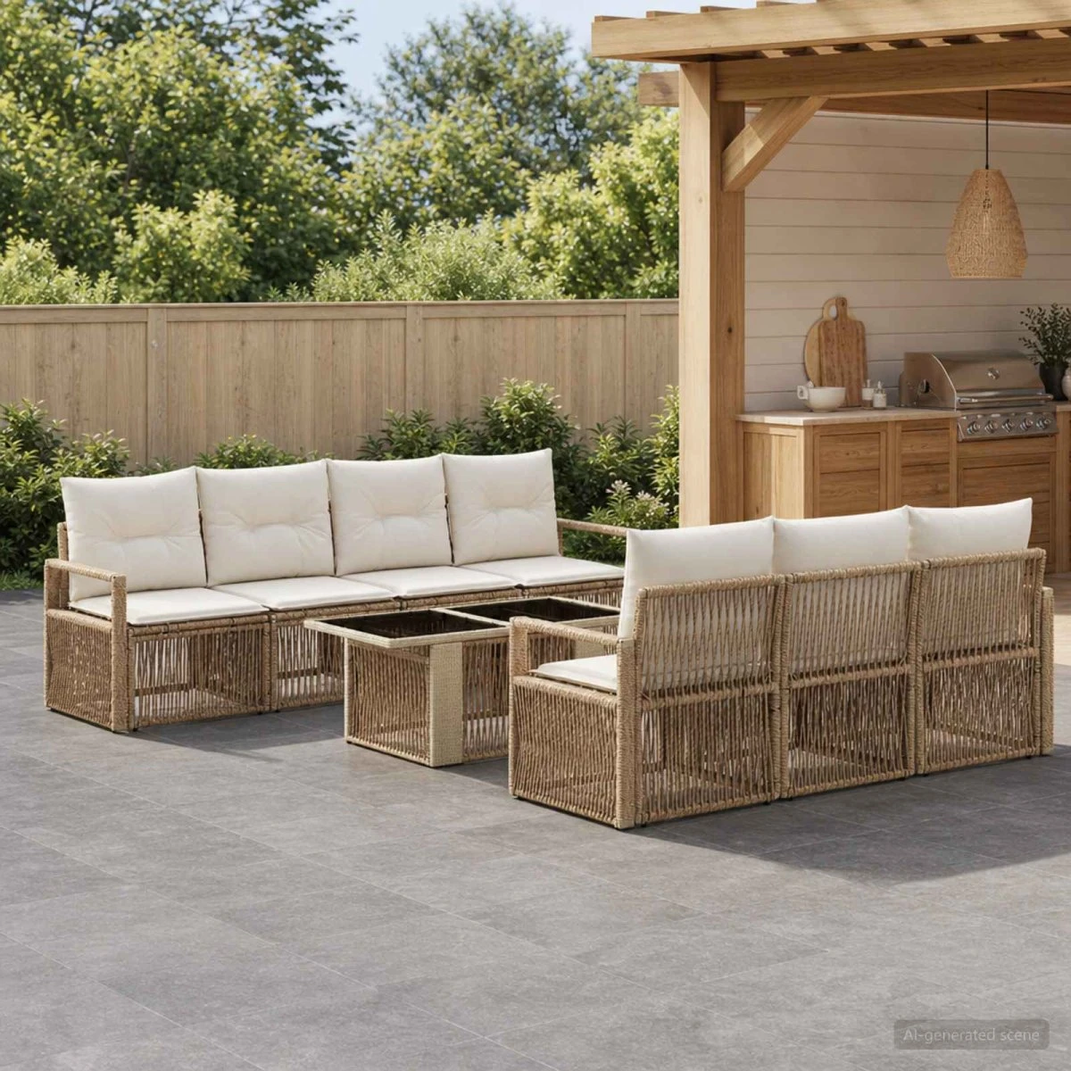 vidaXL Havesofa Sæt 8 stk. Polyrattan i Beige og Cremehvid