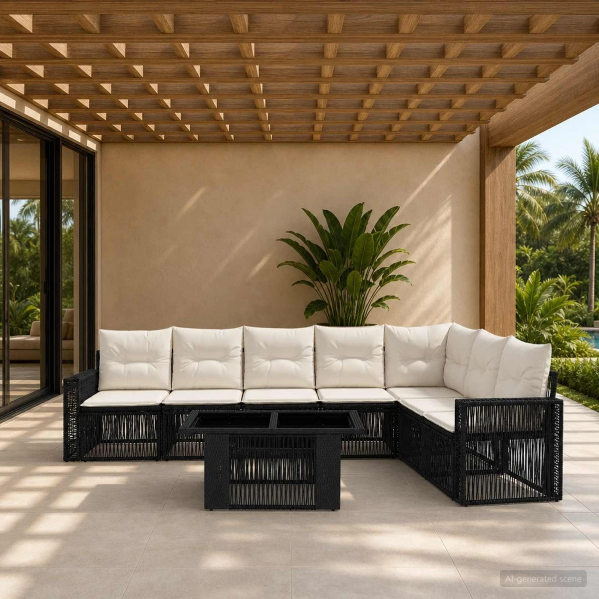 vidaXL Havesofasæt 8 stk. i polyrattan, sort og cremehvid
