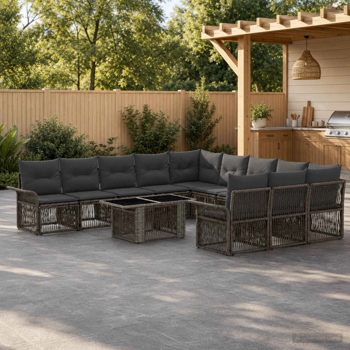 vidaXL Havesofa Sæt 12 stk. i Grå/Mørkegrå Polyrattan