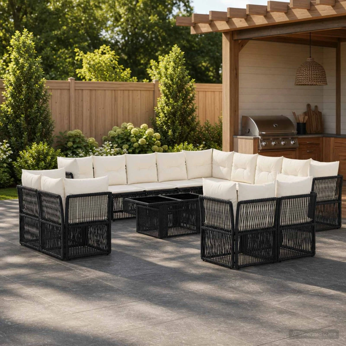 vidaXL Havesofa Sæt 14 stk. Sort Polyrattan