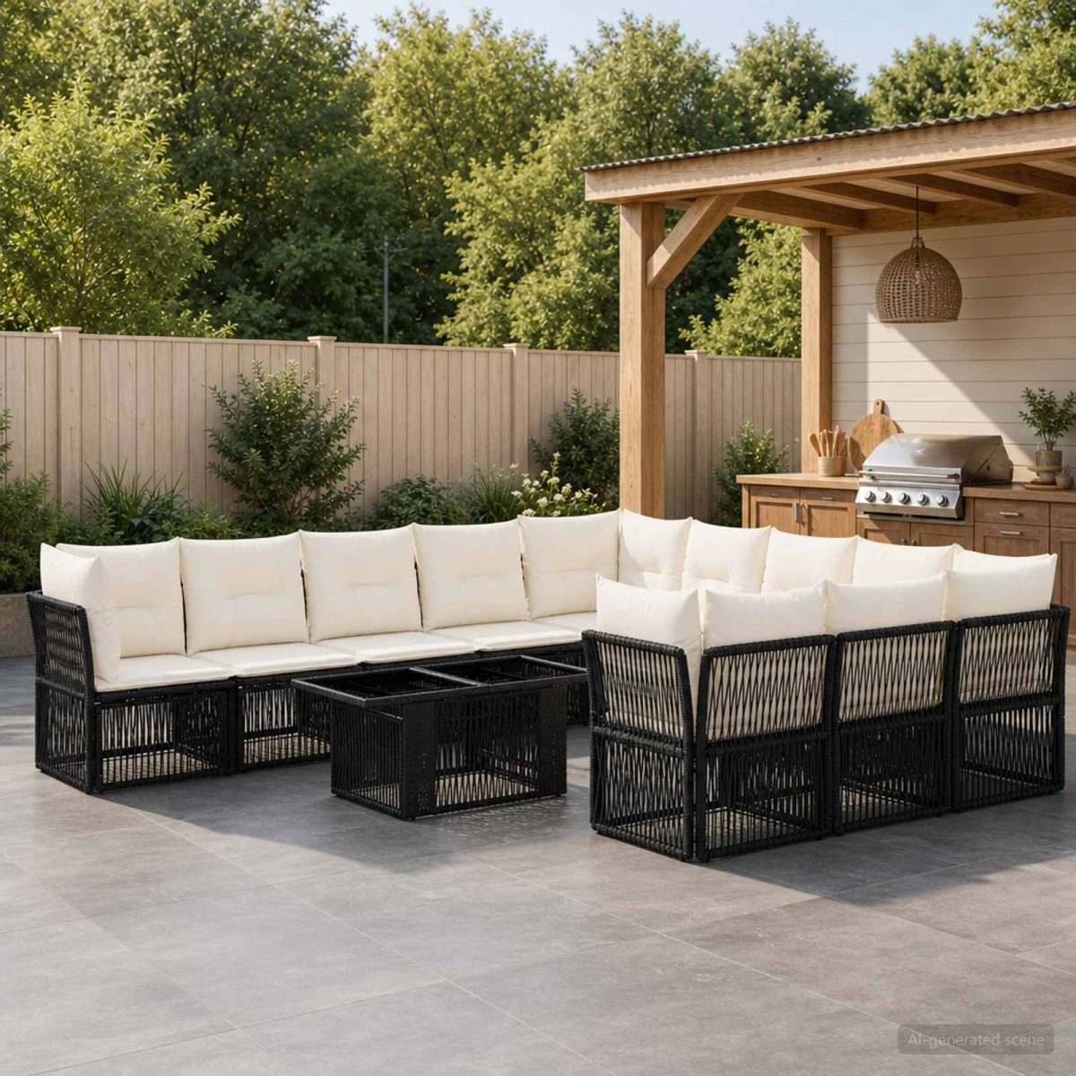 vidaXL Havesofasæt 12 stk. Sort Polyrattan