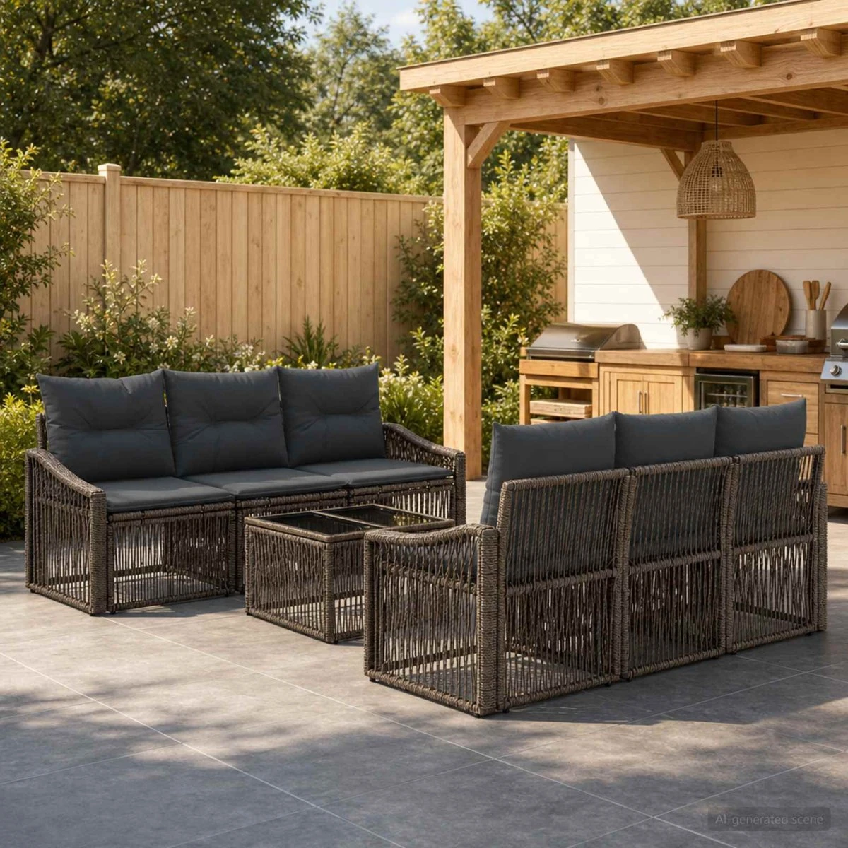 vidaXL Havesofa Sæt 7 stk. Grå Polyrattan