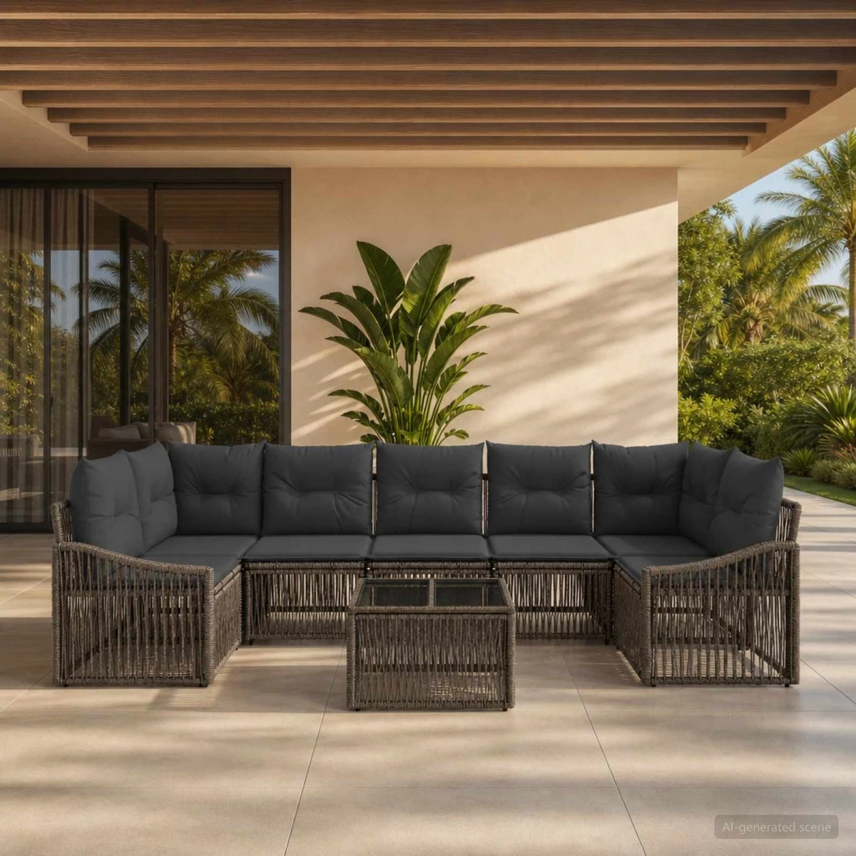 vidaXL Havesofa Sæt 8 stk. Grå Polyrattan