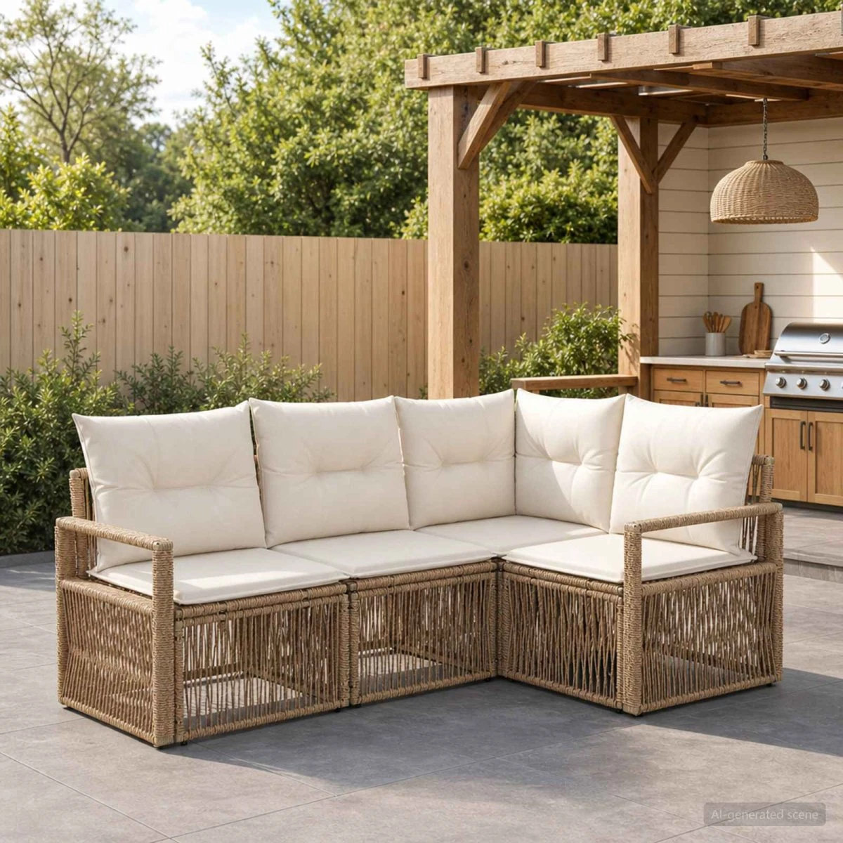 vidaXL Havesofasæt 4 stk. i beige polyrattan