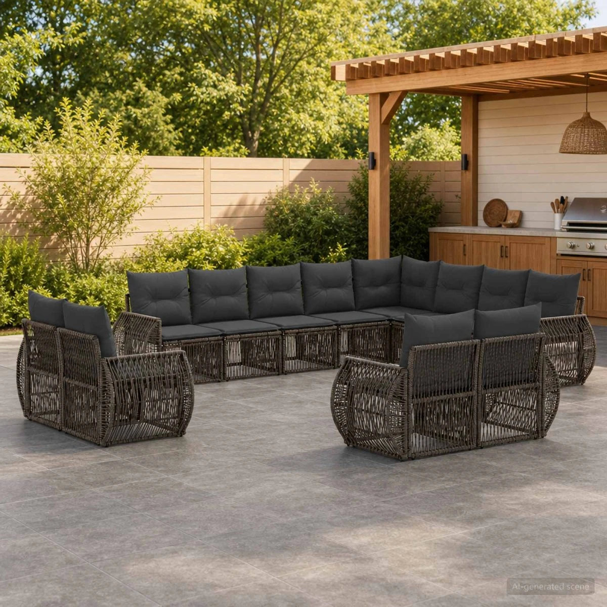 vidaXL Havesofasæt 12 stk. i polyrattan - Grå/Mørkegrå