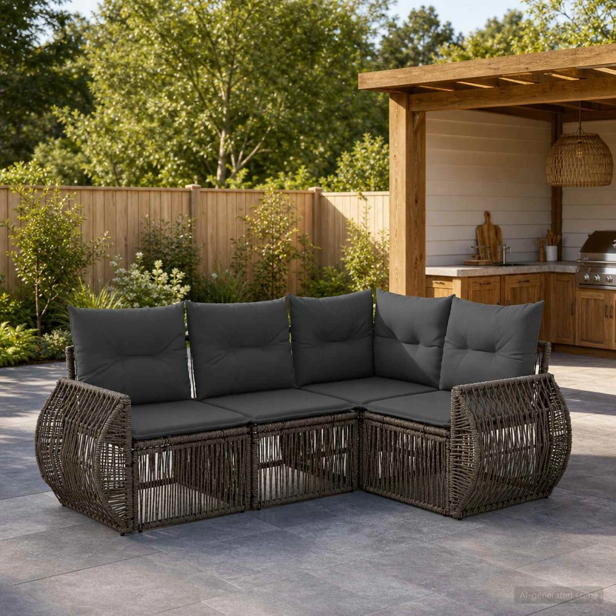 vidaXL Havesofasæt 4 dele i polyrattan, grå/mørkegrå
