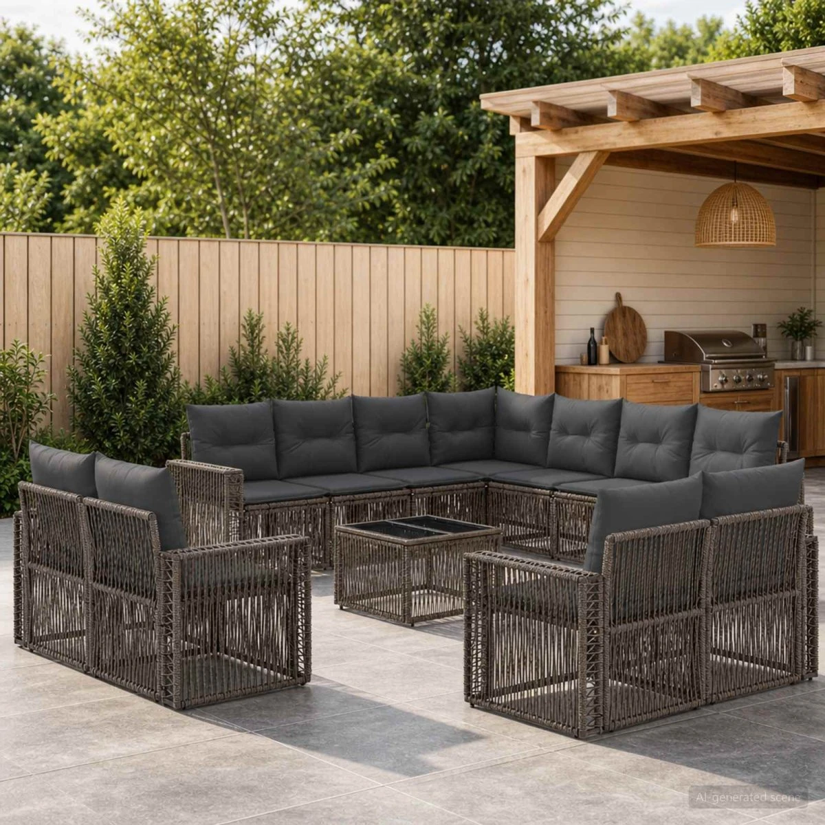 vidaXL Havesofasæt 12 stk. i Polyrattan - Grå/Mørkegrå